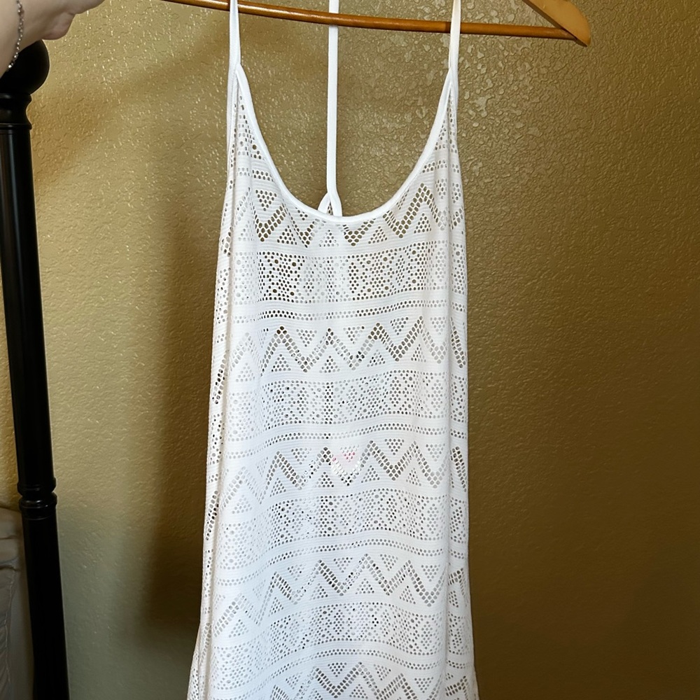 PINK Victoria's Secret White Crochet Lace Swim Coverup